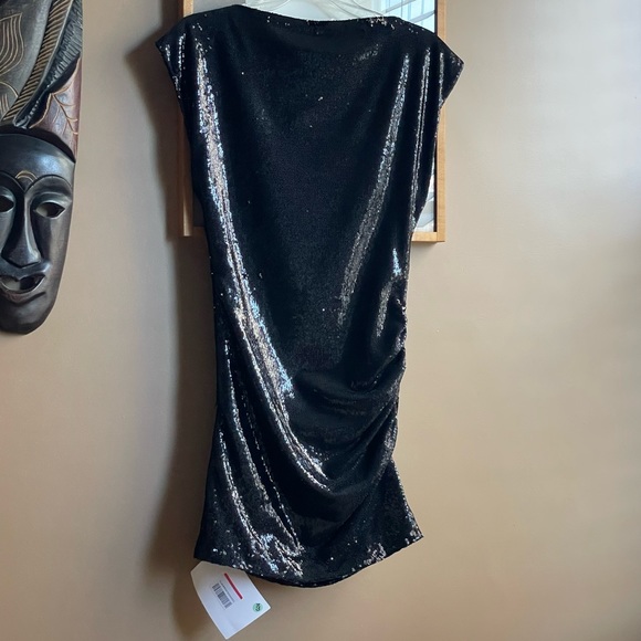 NWT PAROSH 320$ black Sequined Slim Fit Mini Dress, size XS - Picture 4 of 10